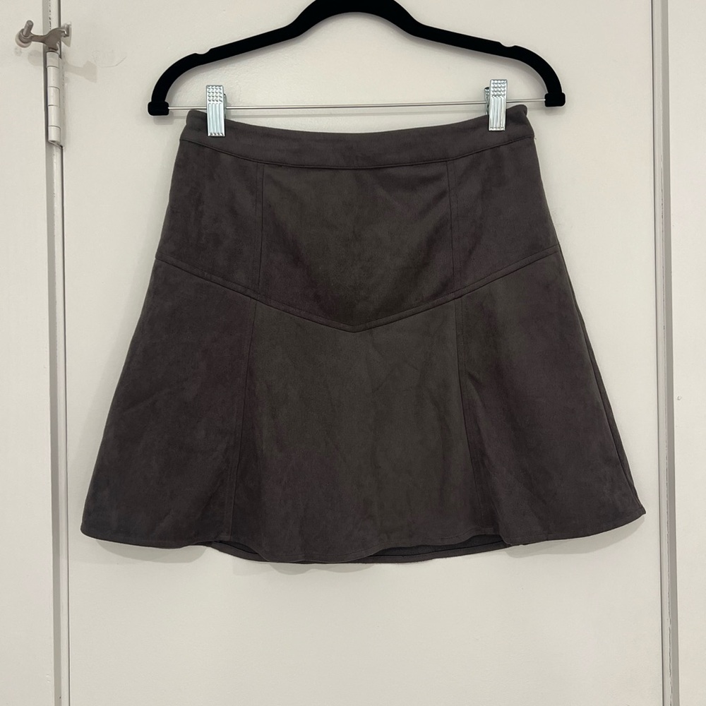 Skies are Blue Grey Suede Mini Skirt